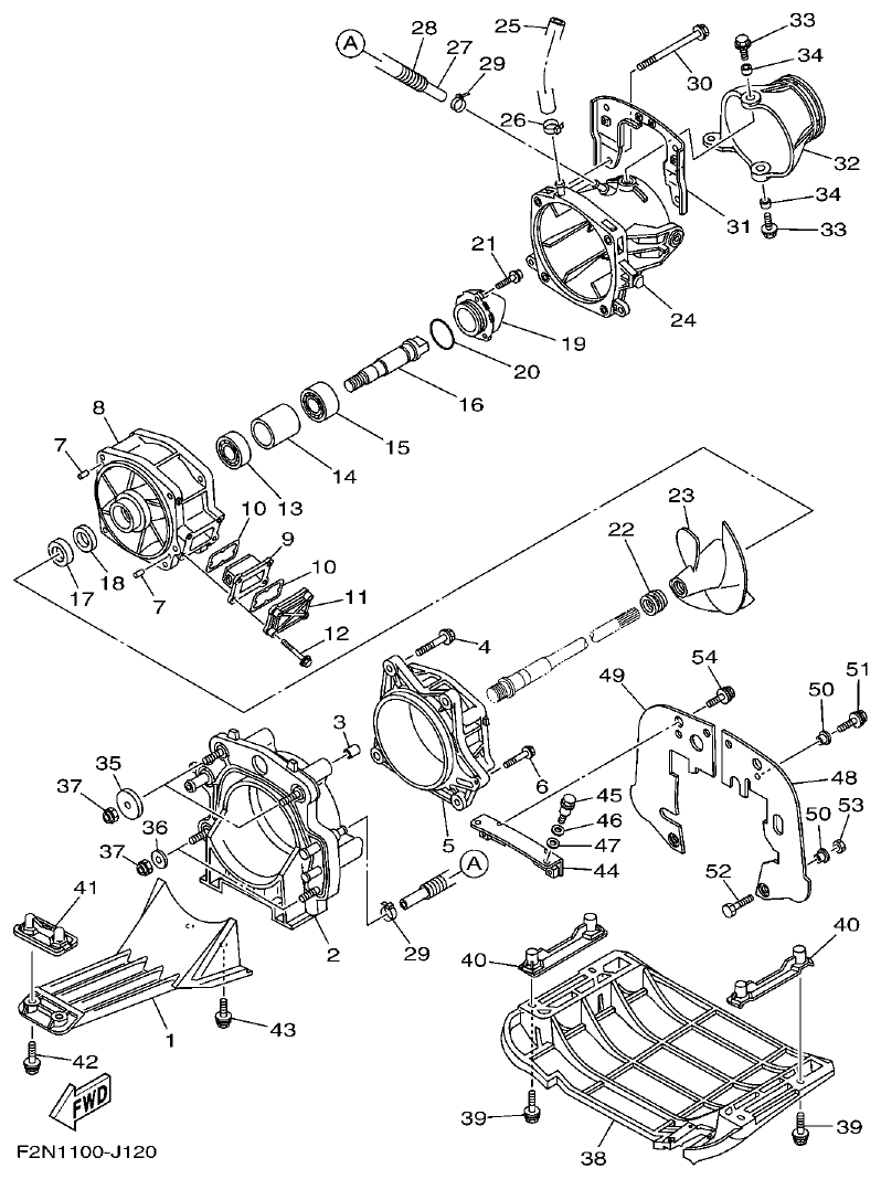 Yamaha F2NN JET UNIT 1 parts diagram